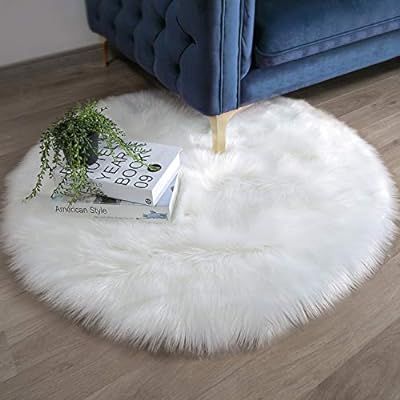 Ashler Faux Fur White Round Area Rug Indoor Ultra Soft Fluffy Bedroom Floor Sofa Living Room 3 x ... | Amazon (US)