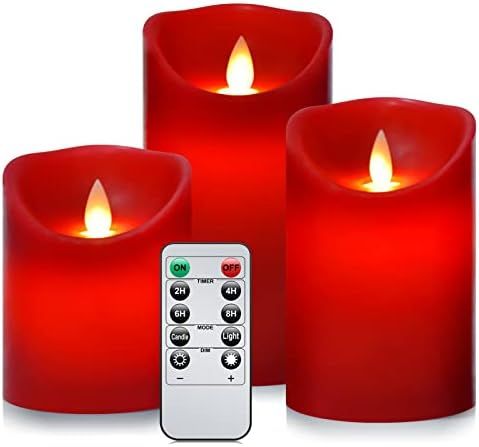 Flameless Battery Operated Flicking Candles:Remote Control Realistic Electric Fake Candles Wax Pilla | Amazon (US)