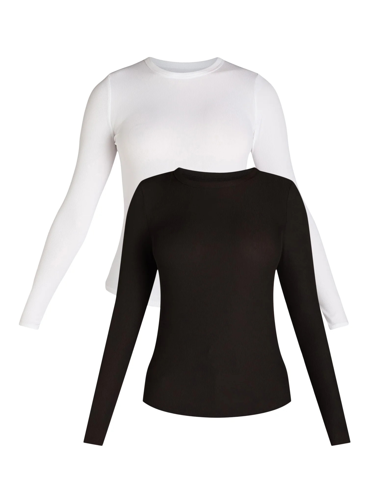 No Boundaries Ribbed Cropped Tee, 2 Pack, Women’s and Women’s Plus | Walmart (US)