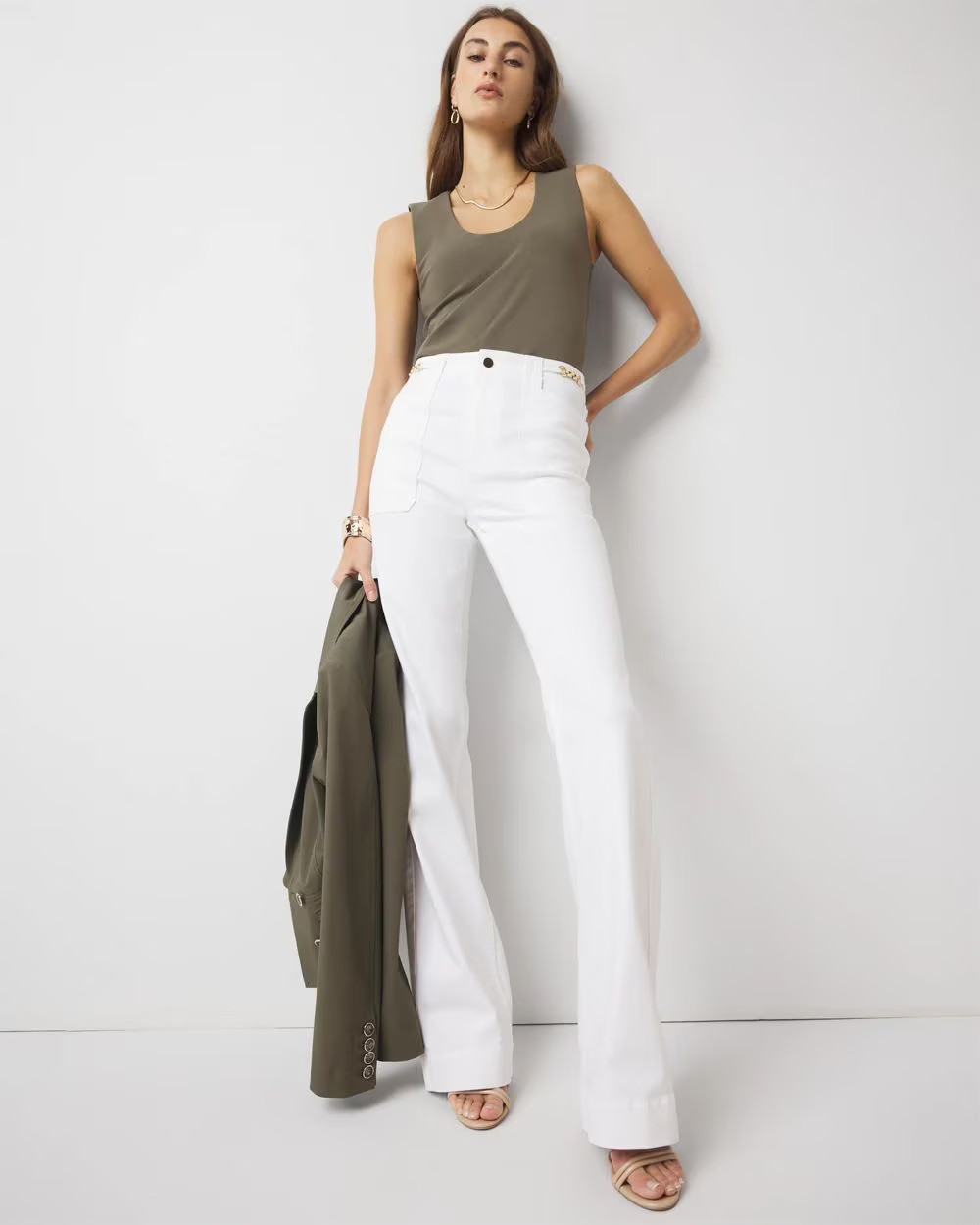 High-Rise Novelty Chain Trouser Jean | White House Black Market