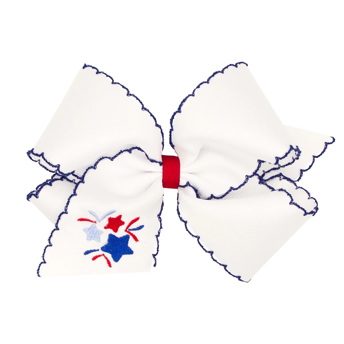 Patriotic Stars Embroidered Moonstitch Bow | Classic Whimsy