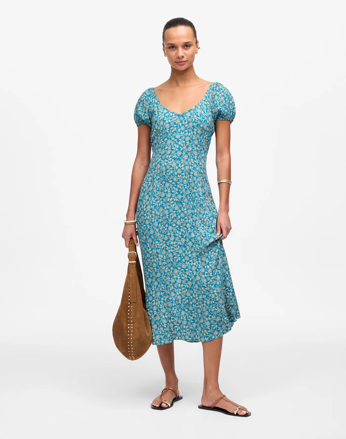 Cap-Sleeve Midi Dress in Floral | Madewell