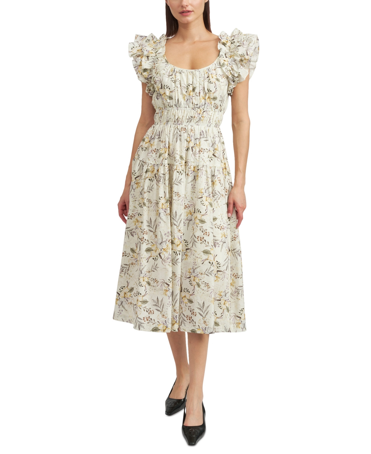 En Saison Women's Mindy Cotton Midi Dress - Sage Multi | Macy's