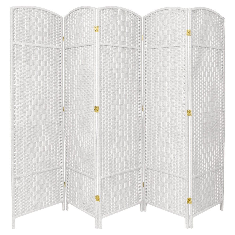 6 ft. Tall Diamond Weave Fiber Room Divider - White (5 Panels) | Target