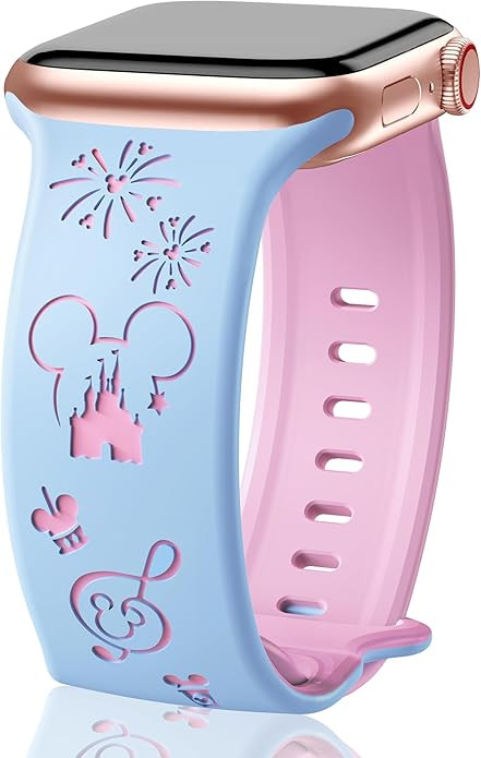 Cute Cartoon Two-Tone Engraved Bands Compatible with Apple Watch 38mm 40mm 41mm 42mm 44mm 45mm 46... | Amazon (US)