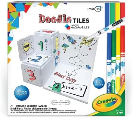 Magna-Tiles Structure-Building Set for Kids, Crayola Doodle Tiles Magnetic Tiles, Magnetic Kids... | Amazon (US)