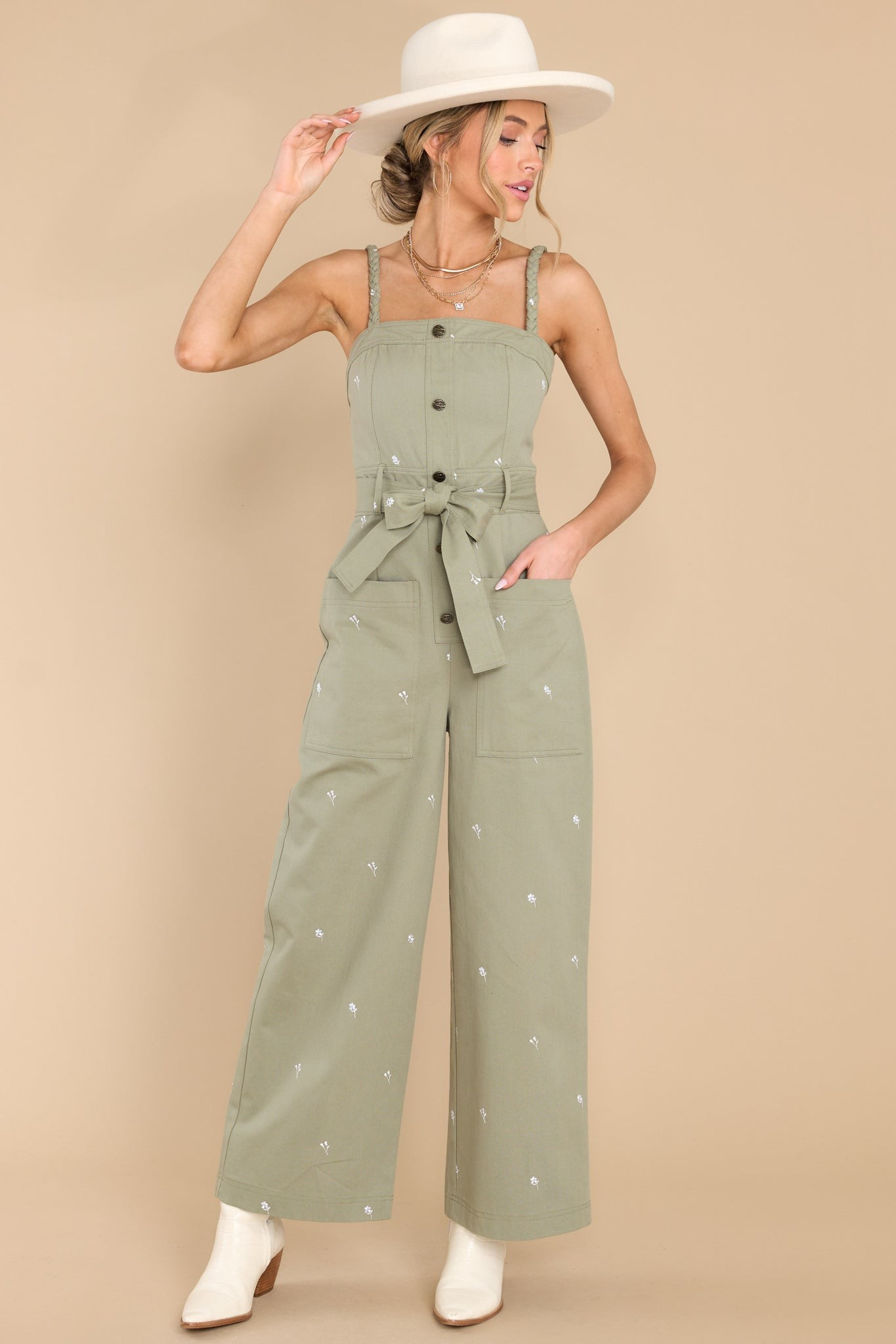Spark An Idea Olive Green Jumpsuit | Red Dress 