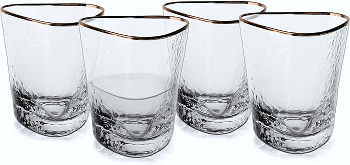 A CIVILIZED MAN Amalfi Triangular Glassware or Stemware with Gold Rims - Sets of 4 (DOF - S/4) | Amazon (US)
