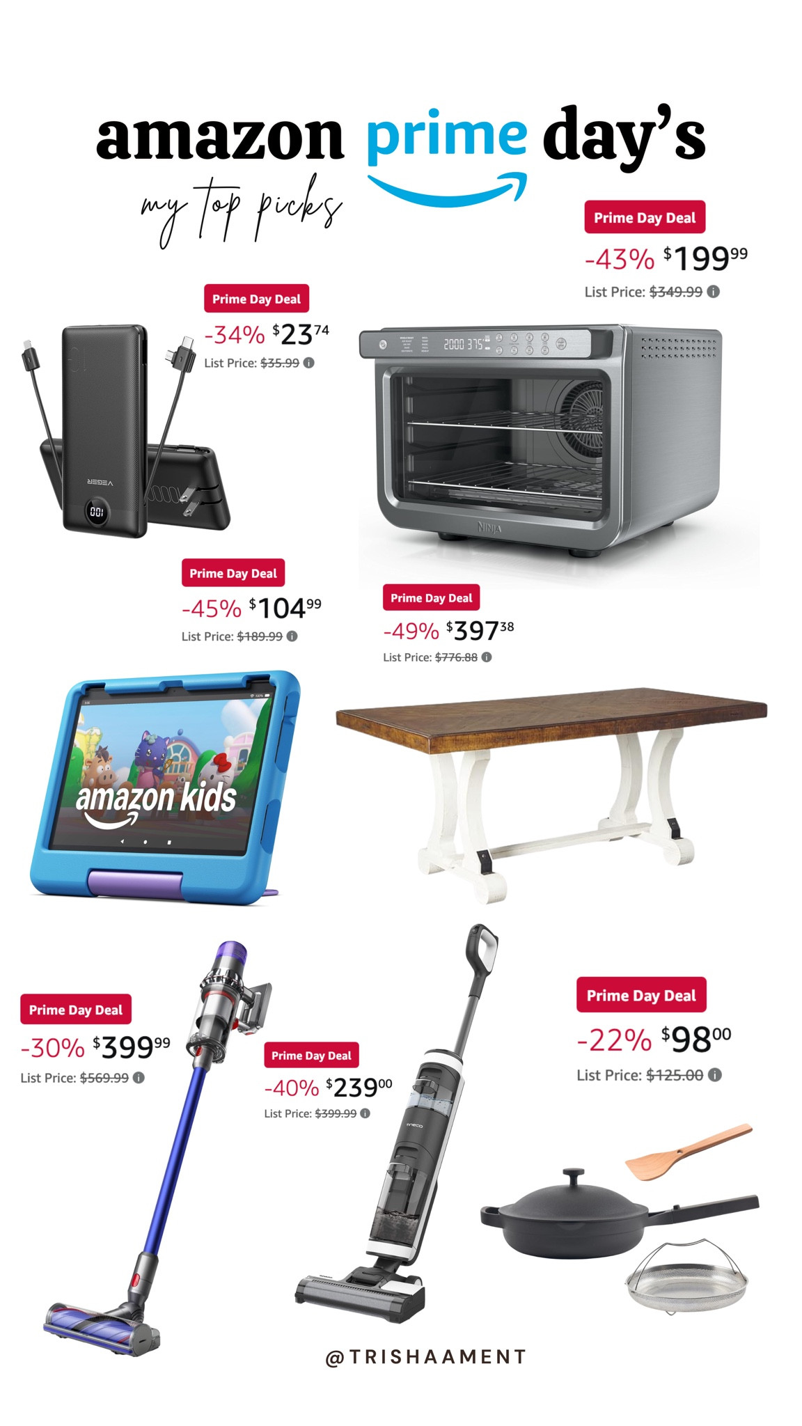 Some of my top Amazon prime day picks! These are ALL things I have and personally love. The table is the best price I have seen, and it is BUILT to last. I have 2 boys and mine has held up great! And of course the tineco mop and Dyson vacuum are staples in a home of crazy toddlers!! 

#LTKHome #LTKSaleAlert #LTKFamily