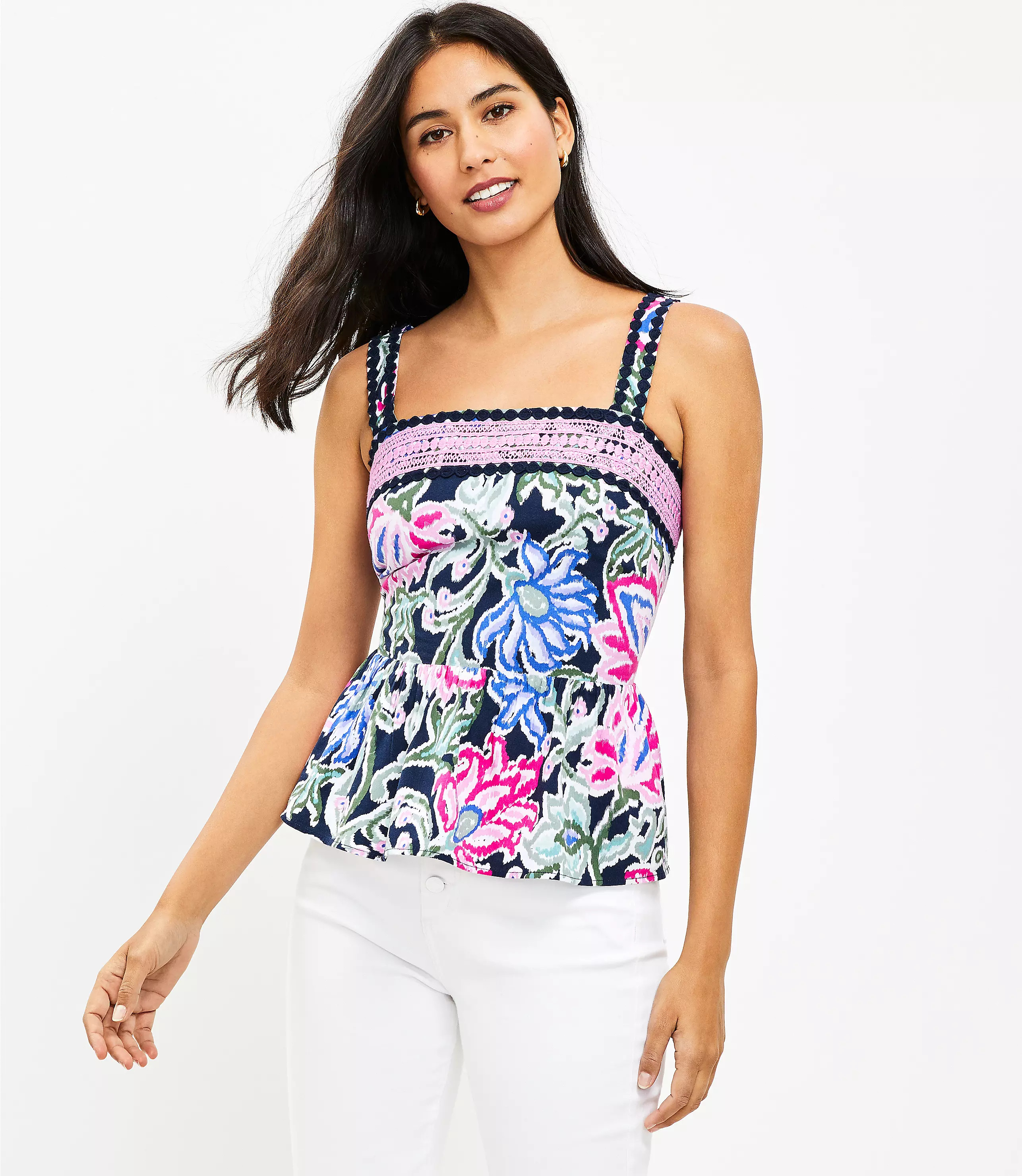 Tie Strap Peplum Cami | LOFT
