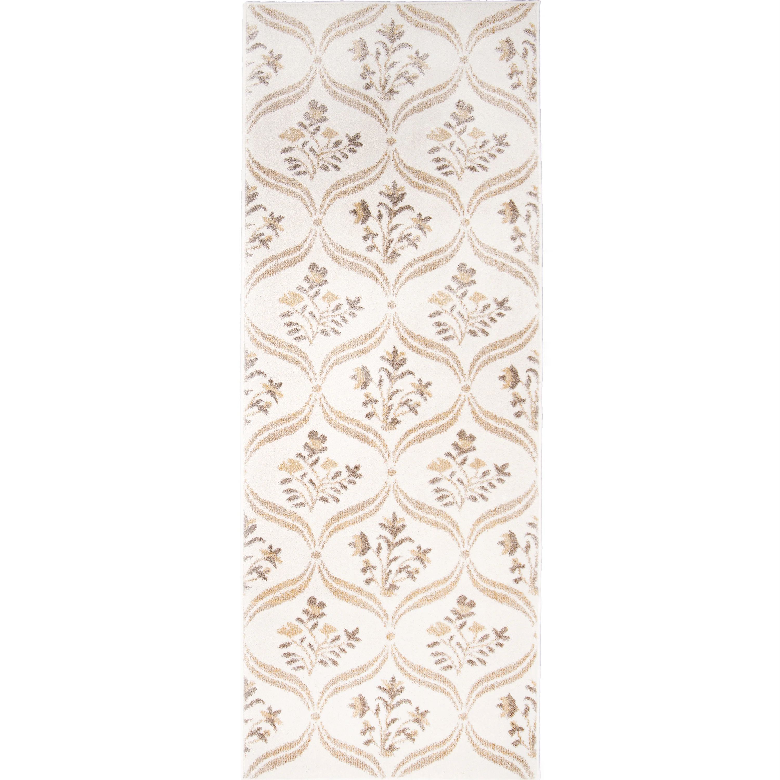 My Texas House Willow 2'7" x 7' White Floral Indoor Runner Rug | Walmart (US)