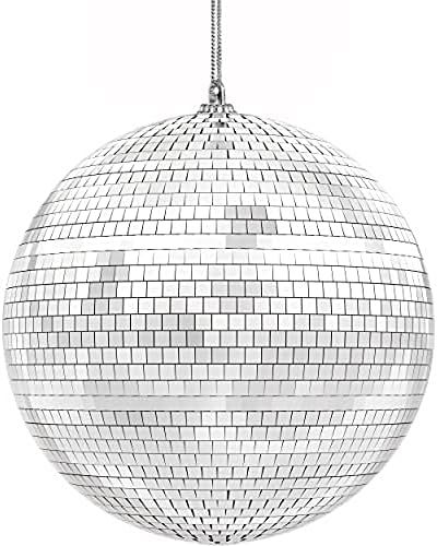 Amazon.com: The Dreidel Company Mirror Disco Ball 6" Inch, Silver Hanging Ball with Attached Stri... | Amazon (US)