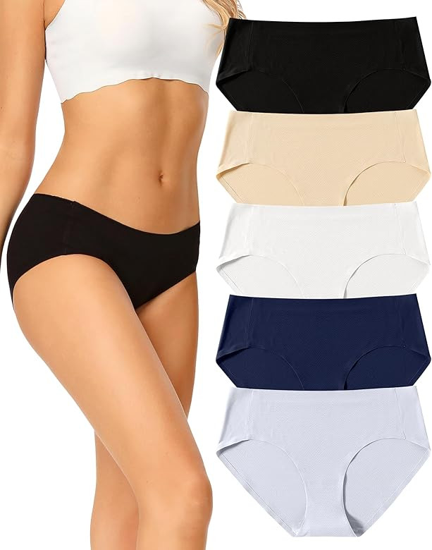 voenxe Women Seamless Hipster Underwear,Breathable Ladies Panties Bikini,No Show Briefs,Comfortab... | Amazon (US)