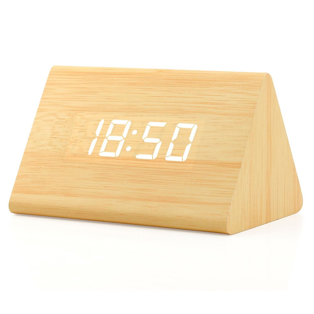OCT17 Wooden Wood Clock , 2021 New Version LED Alarm Digital Desk Clock Adjustable Brightness, Alarm | Amazon (US)