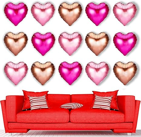 Upgraded Rose Gold and Red Heart Foil Balloons for Valentines Day Decorations,Valentines Day Ball... | Amazon (US)
