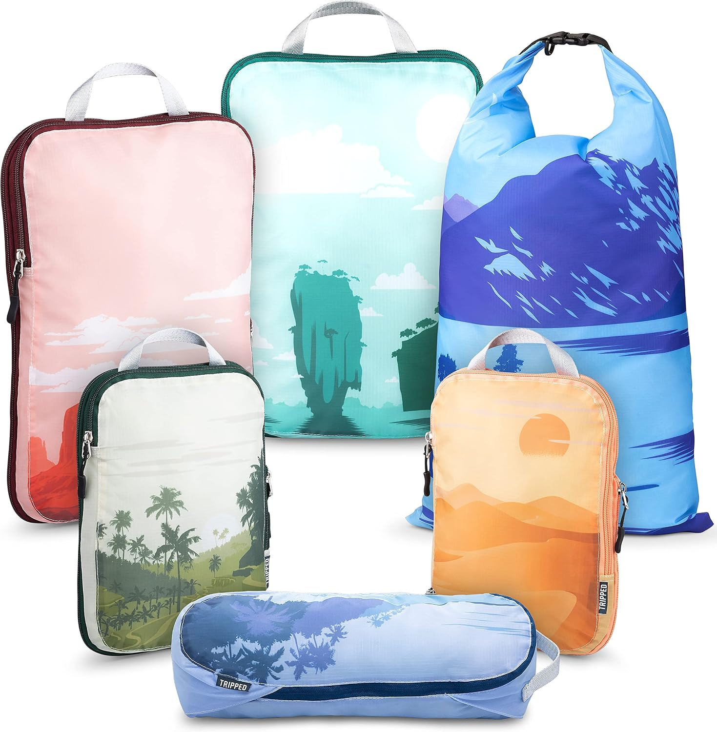 TRIPPED Travel Gear Compression Packing Cubes for Carry-On Travel 6-Pack | Amazon (US)