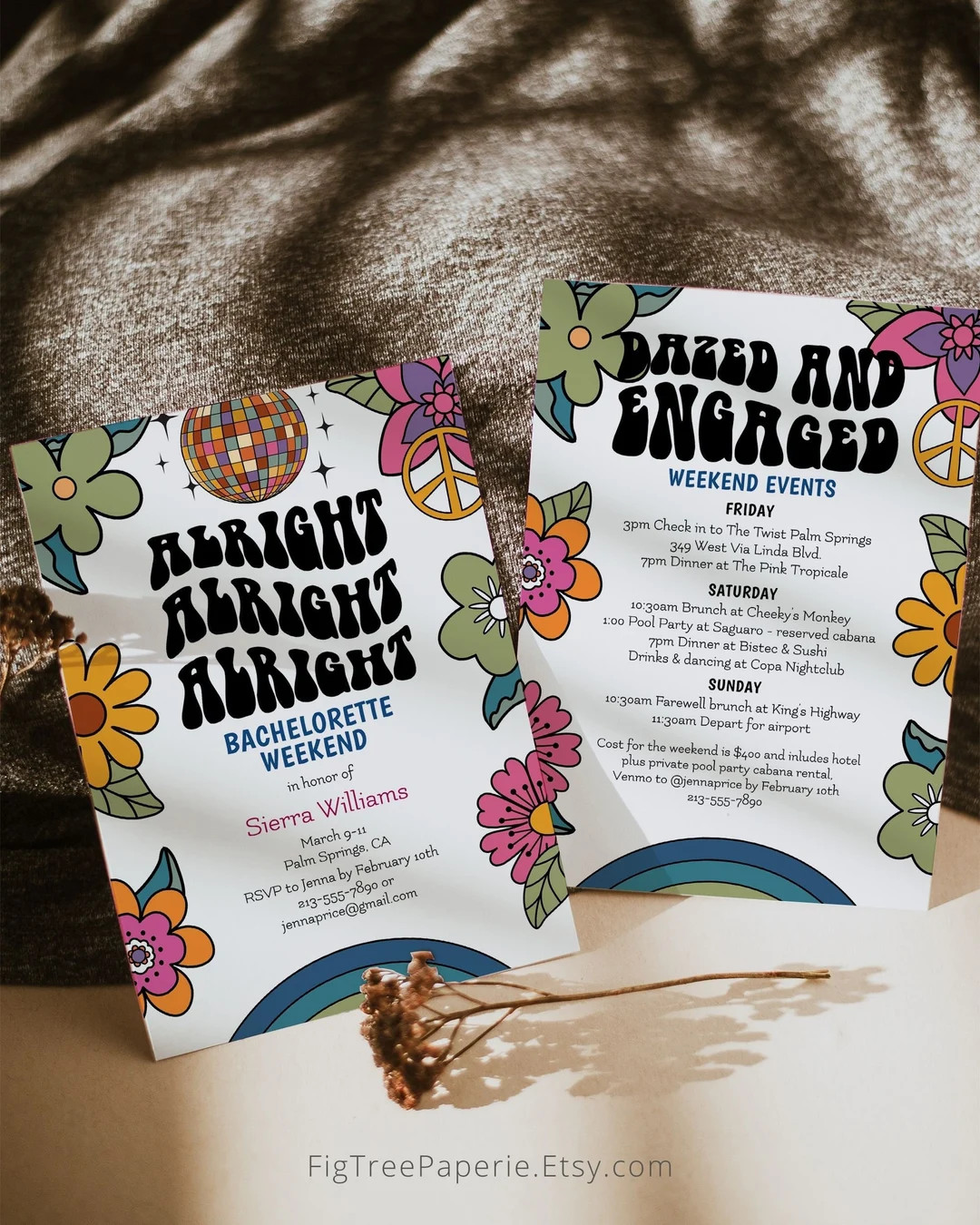 Dazed and Engaged Bachelorette Invitation, 70s Disco Bachelorette Itinerary, Alright Alright Alri... | Etsy (US)