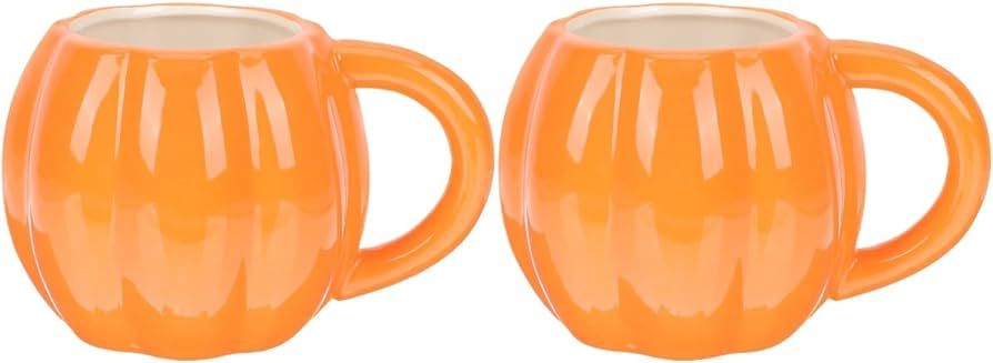 2PCS Pumpkin Ceramics Coffee Mug Thanksgiving Jack o Lantern Milk Water Cup Fun Autumn Mugs Gift ... | Amazon (US)