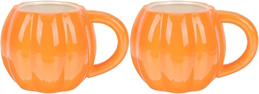2PCS Pumpkin Cup Ceramics Coffee Mug Thanksgiving Jack o Lantern Milk Water Cup Fun Autumn Mugs G... | Amazon (US)