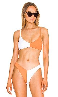 onia Loren Bikini Top in White & Papaya from Revolve.com | Revolve Clothing (Global)
