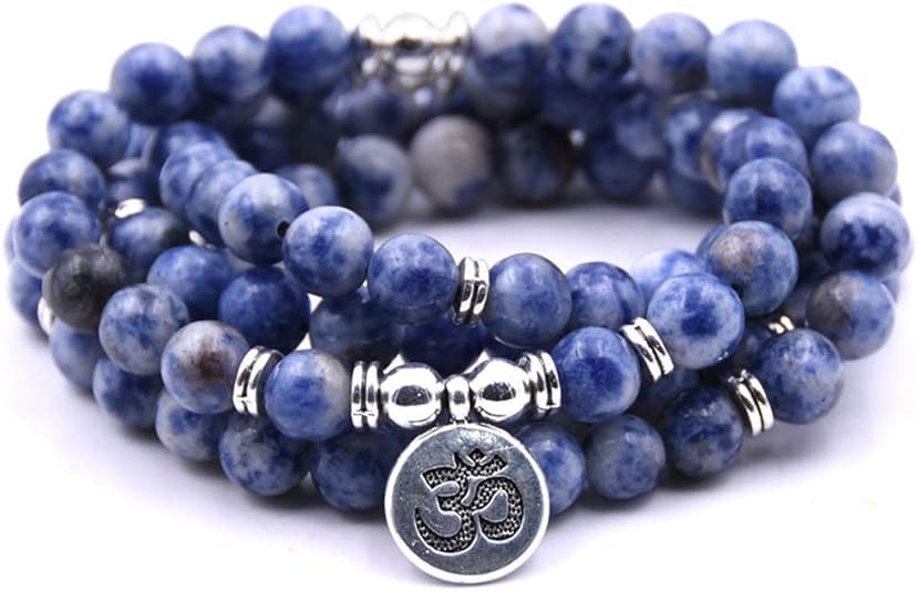 Self-Discovery 108 Natural Beads Mala Yoga Jewelry Meditation Beads Bracelet Necklace with OHM Ch... | Amazon (US)