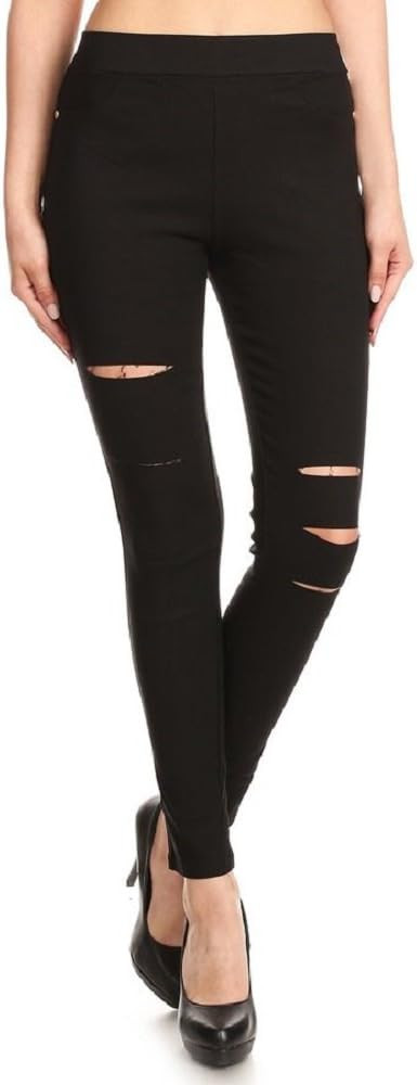 Women's Pull-On Ripped Distressed Stretch Legging Pants Denim Jean Reg-Plus Size | Amazon (US)