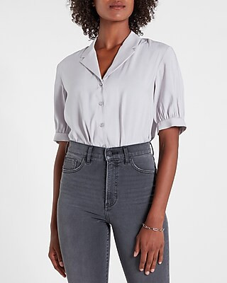 Solid Button-Up Thong Bodysuit | Express