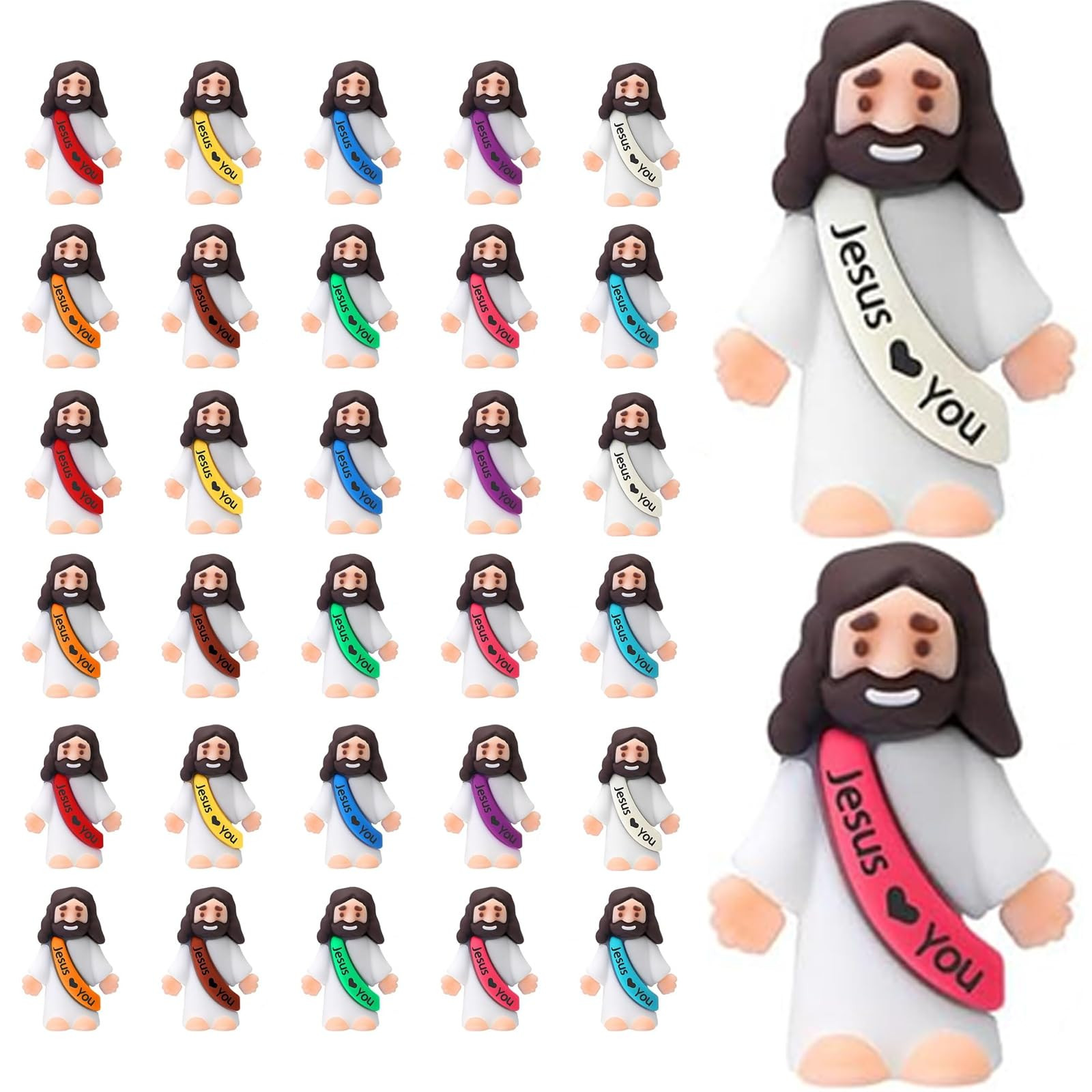 30PCS Little Jesus Figures, Mini Jesus Figurines in Bulk, Multicolor Tiny Jesus Figures, Miniatur... | Amazon (US)