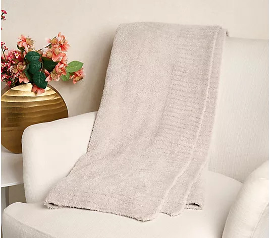 Barefoot Dreams 45"x60" CozyChic Stacked Rib Border Blanket - QVC.com | QVC