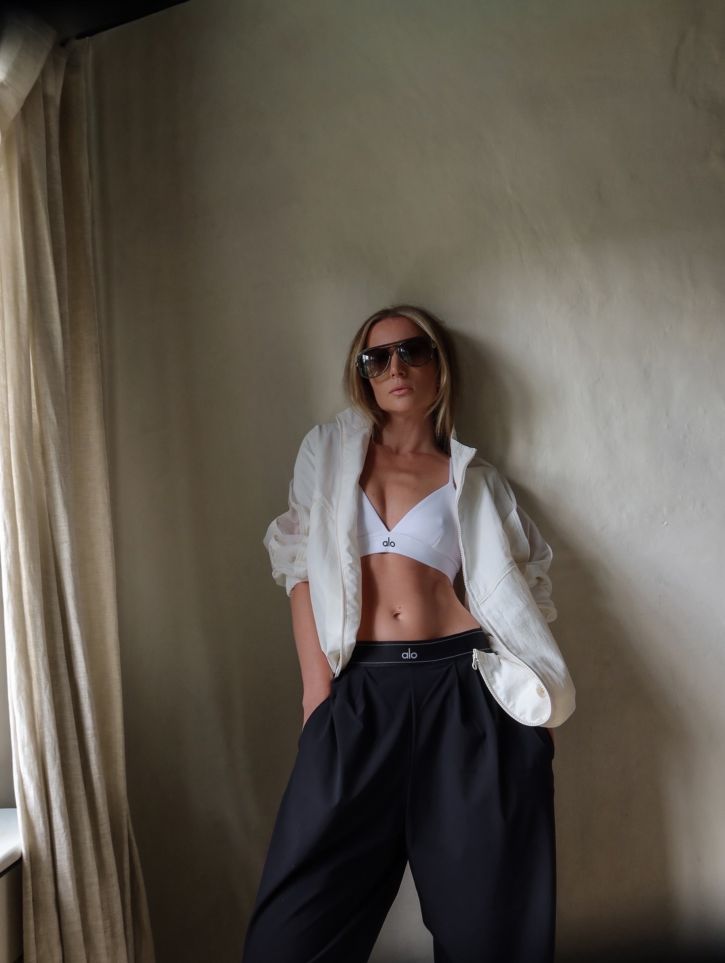 Size down in the jacket 

Alo yoga, athleisure, sports bra, fitness clothes, workout clothes, sportswear, technical jacket, windbreaker jacket, autumn jacket, fall jacket, aviators, fitness trousers, wide leg trouserss

#LTKfitness #LTKautumn #LTKluxury