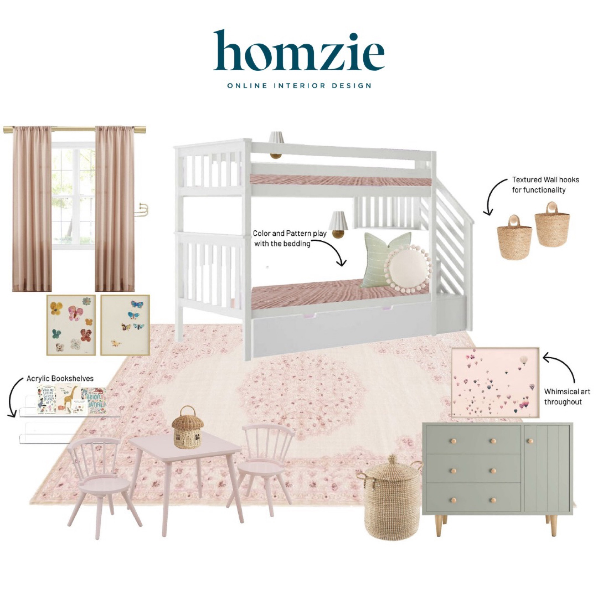 We loved designing this modern cottage little girl's bedroom our virtual interior design client. This space features a sage green dresser , floral duvet, butterfly wall art, and blush area rug 

Work 1:1 with a Homzie virtual interior designer for a low flat-rate and receive a custom, shoppable decorating plan! - all online.  Get started homziedesigns.com/work-with-us


#LTKStyleTip #LTKHome