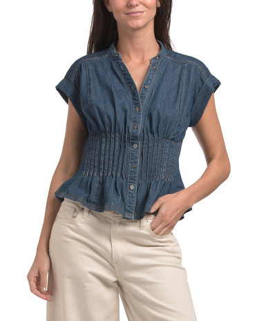 Cinched Waist Denim Top | TJ Maxx