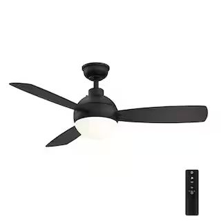 Home Decorators Collection Alisio 44 in. LED Matte Black Ceiling Fan with Light and Remote Control | The Home Depot
