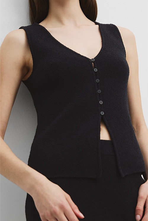 Organically Grown Cotton Blend Boucle Knit Vest | Country Road