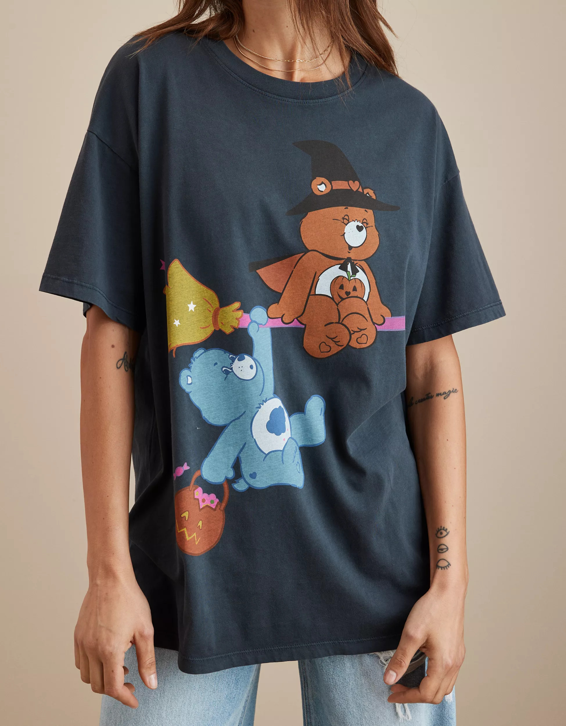 AE Oversized Halloween Care Bears Graphic Tee | American Eagle Outfitters (US & CA)