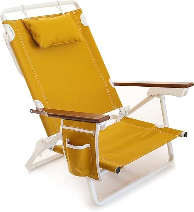 Business & Pleasure Co. Holiday Tommy Chair - Reclining Backpack Beach Chair - Vintage Gold | Amazon (US)