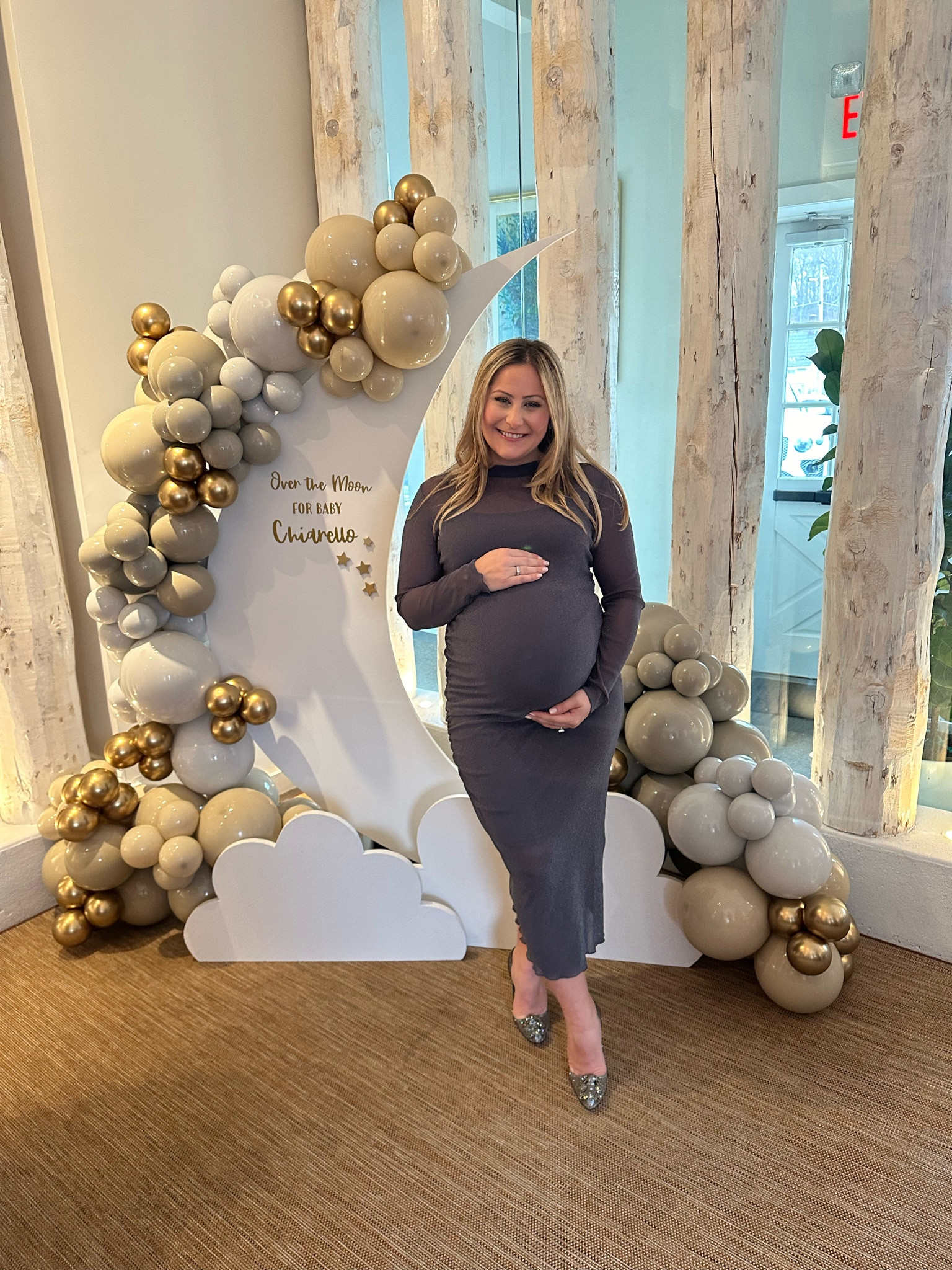 neutral baby shower dress
over the moon theme 

#LTKbump #LTKwedding #LTKfindsunder100