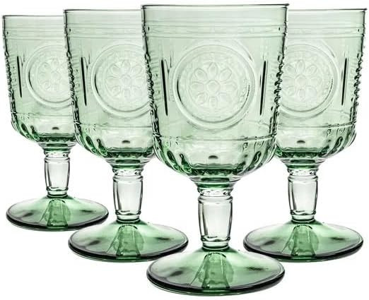 Bormioli Rocco Romantic Set Of 4 Stemware Glasses, 10.75 Oz. Colored Crystal Glass, Pastel Green,... | Amazon (US)