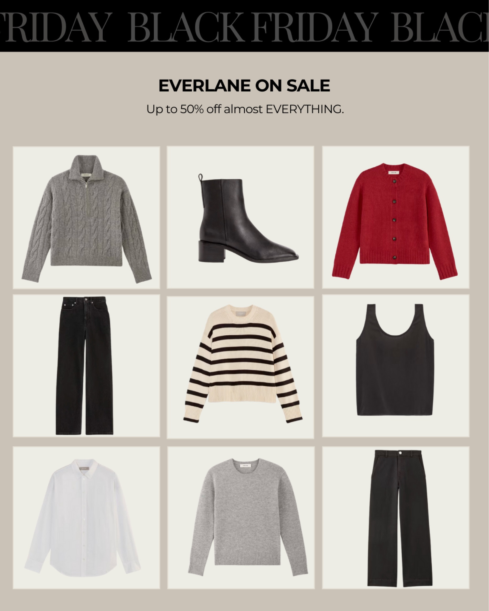 Everlane Sale- up to 50% off Everything 


#LTKSaleAlert #LTKHoliday #LTKCyberWeek