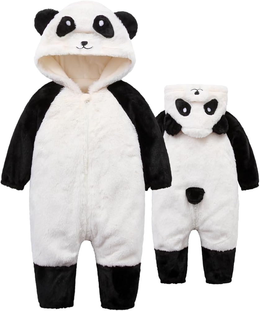 Baby Fluffy Jumpsuit Hooded Fleece Rompers Long Sleeve Zipper Onesie Outwear | Amazon (US)
