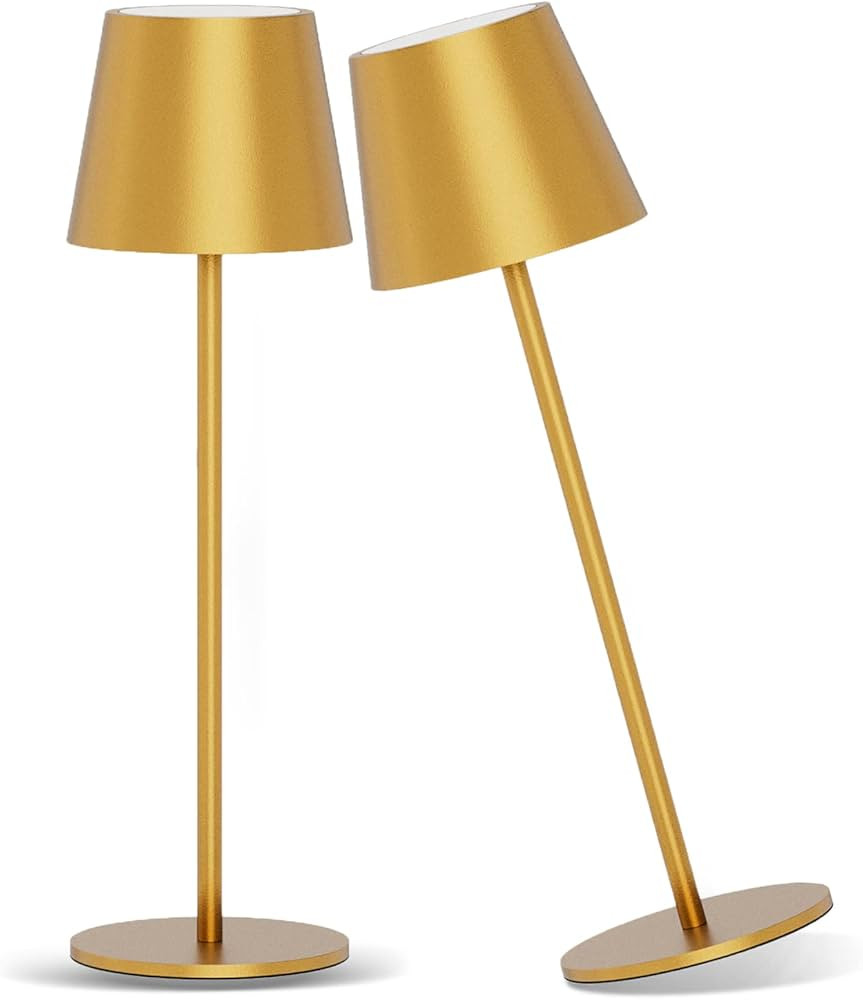 Ralbay 2 Pack Rechargeable LED Table Lamp,Portable Gold Outdoor Table Lamp Waterproof 3W 5000mAh ... | Amazon (US)