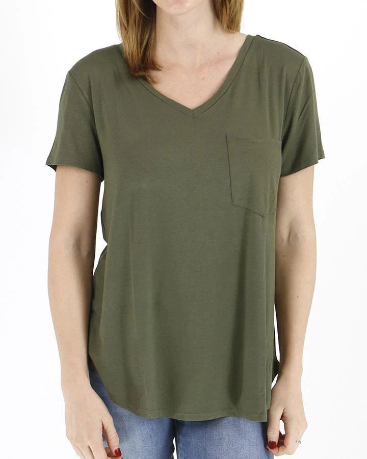 Perfect Pocket Tee in Olive | Grace and Lace