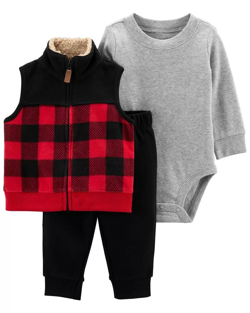3-Piece Buffalo Check Vest Set | Carter's