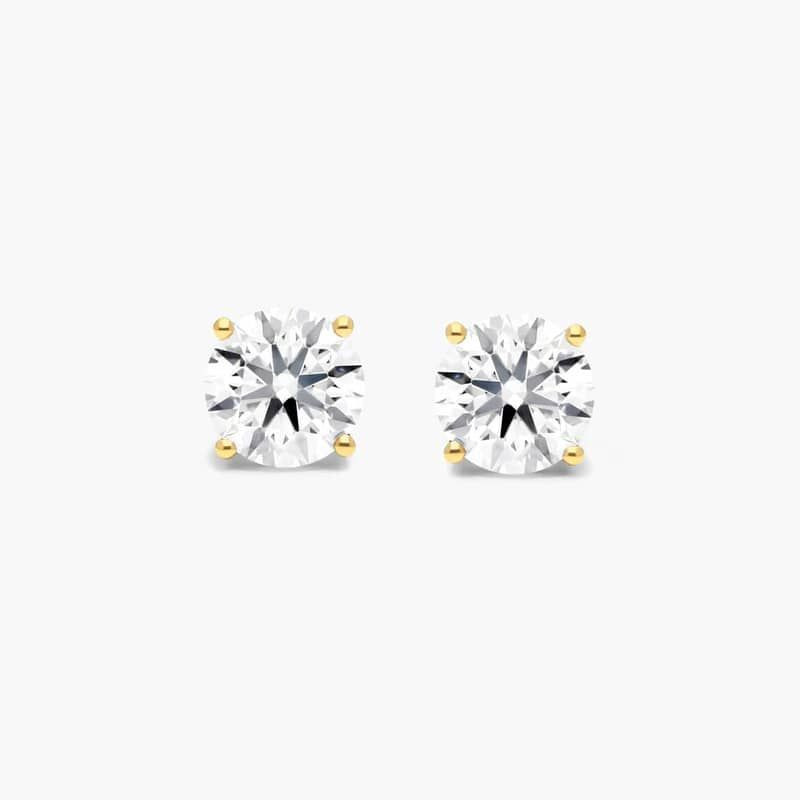 14K Yellow Gold Four Prong Round Brilliant Lab Created Diamond Stud Earrings (0.25 CTW - F-G / VS... | JamesAllen
