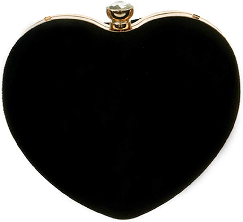 Goclothod Women Heart Shape Clutch Purse Velvet Shoulder Bag Evening Handbags | Amazon (US)