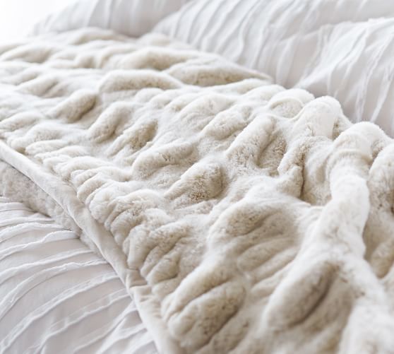 Faux Fur Ruched Throws | Pottery Barn (US)