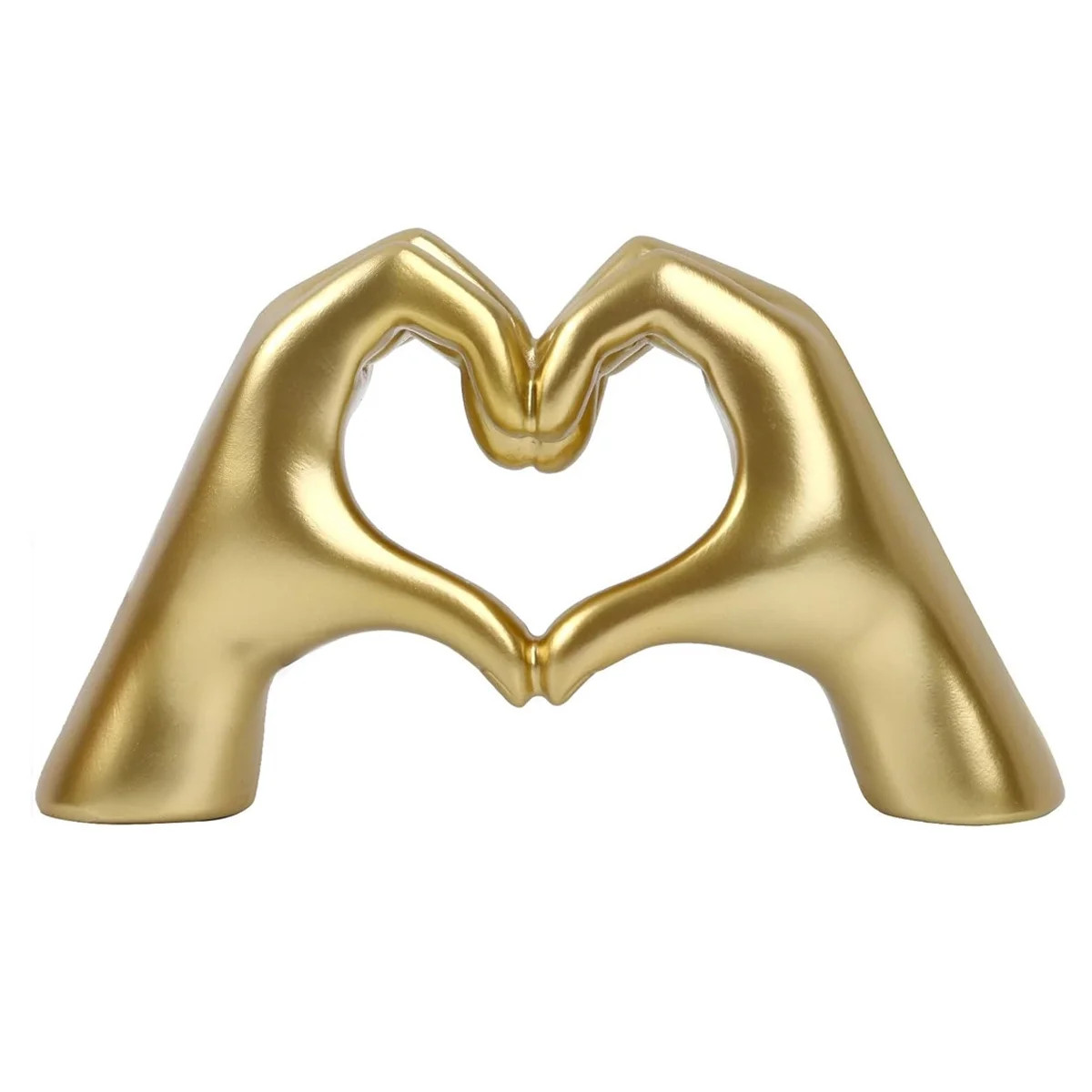 Gold Heart Hands Sculpture Decor, Resin Golden Modern Abstract Love Finger Statue, Gold Hand Mode... | Walmart (US)