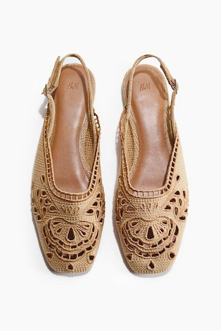 H & M - Eyelet-Embroidered Slingbacks - Beige | H&M (US + CA)