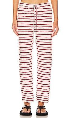 MONROW Stripe Jersey Crop Pant in Red Stripe from Revolve.com | Revolve Clothing (Global)