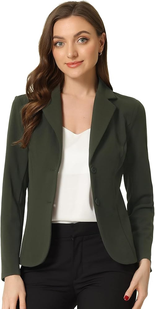 Allegra K Women's Work Office Blazer Stretch Lapel Collar Long Sleeve Jacket Suit Blazer | Amazon (US)